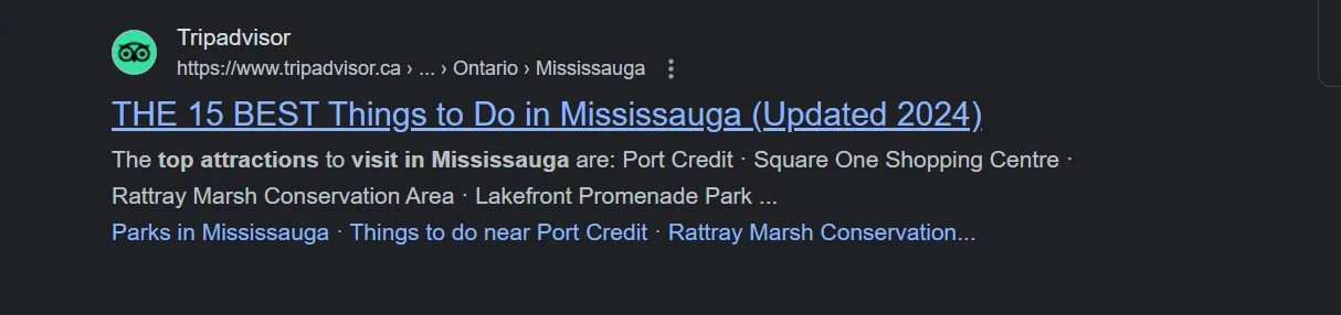 An example of programmatic seo by Trip Advisor