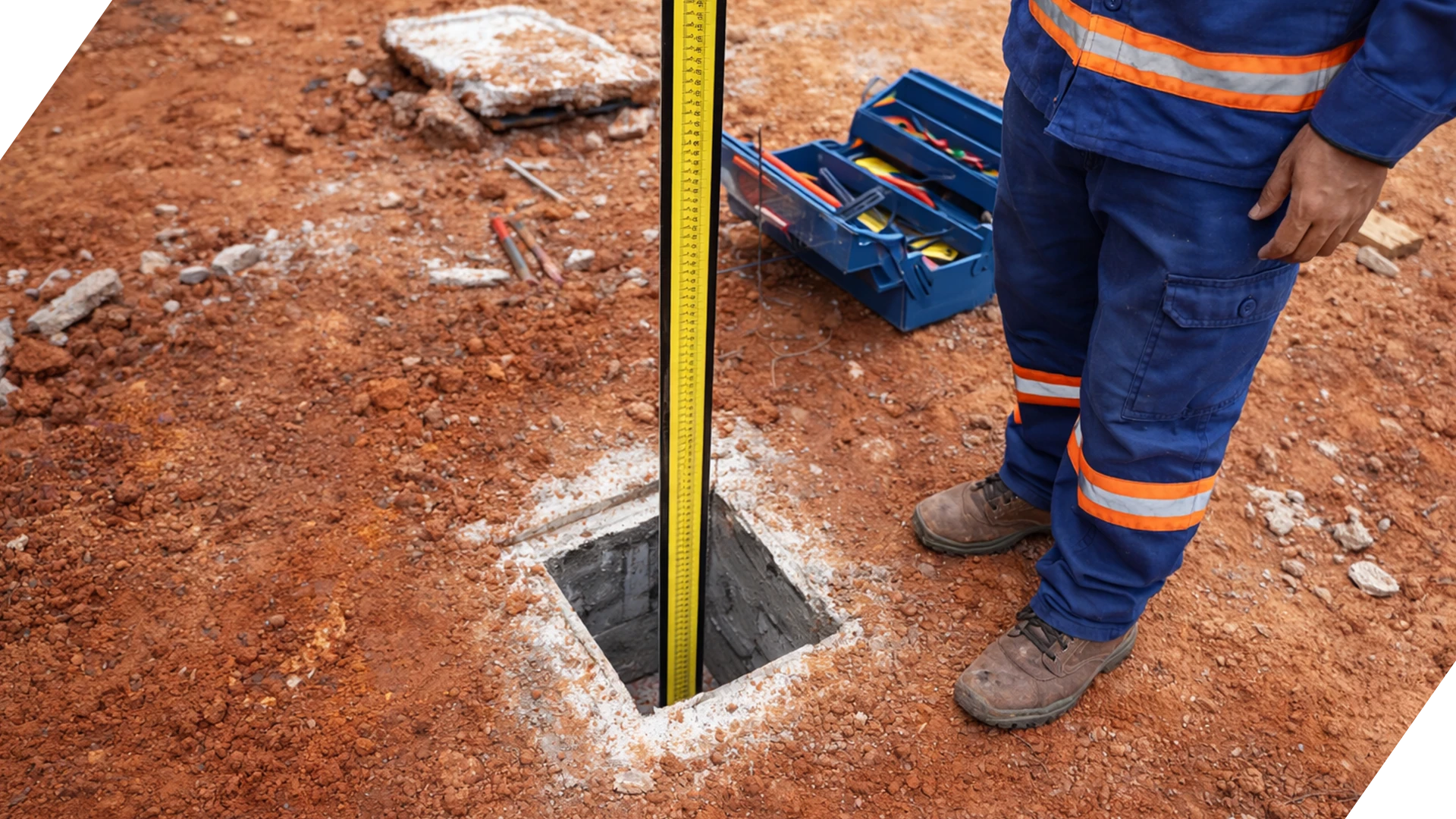 Pessoa da Geometa fazendo análise de recalque