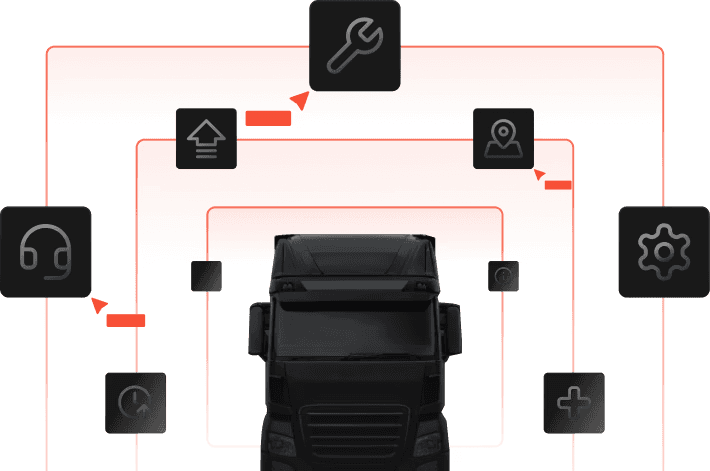 truck with lot of icons representing eld 