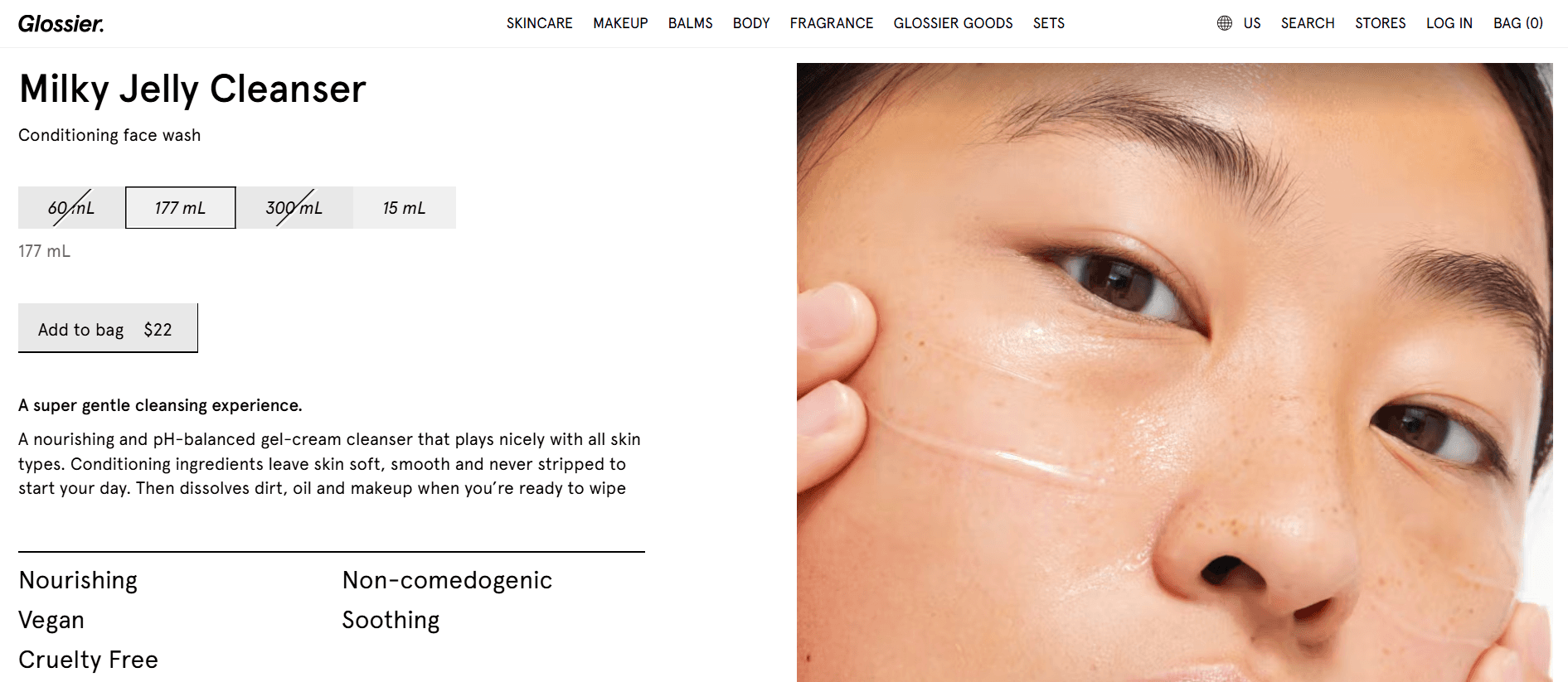 Screenshot of Glossier website and user-generated content on Instagram