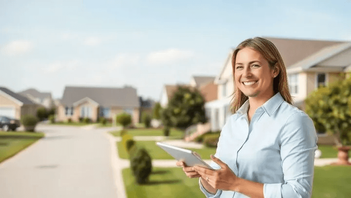 Woman in a residential neighborhood