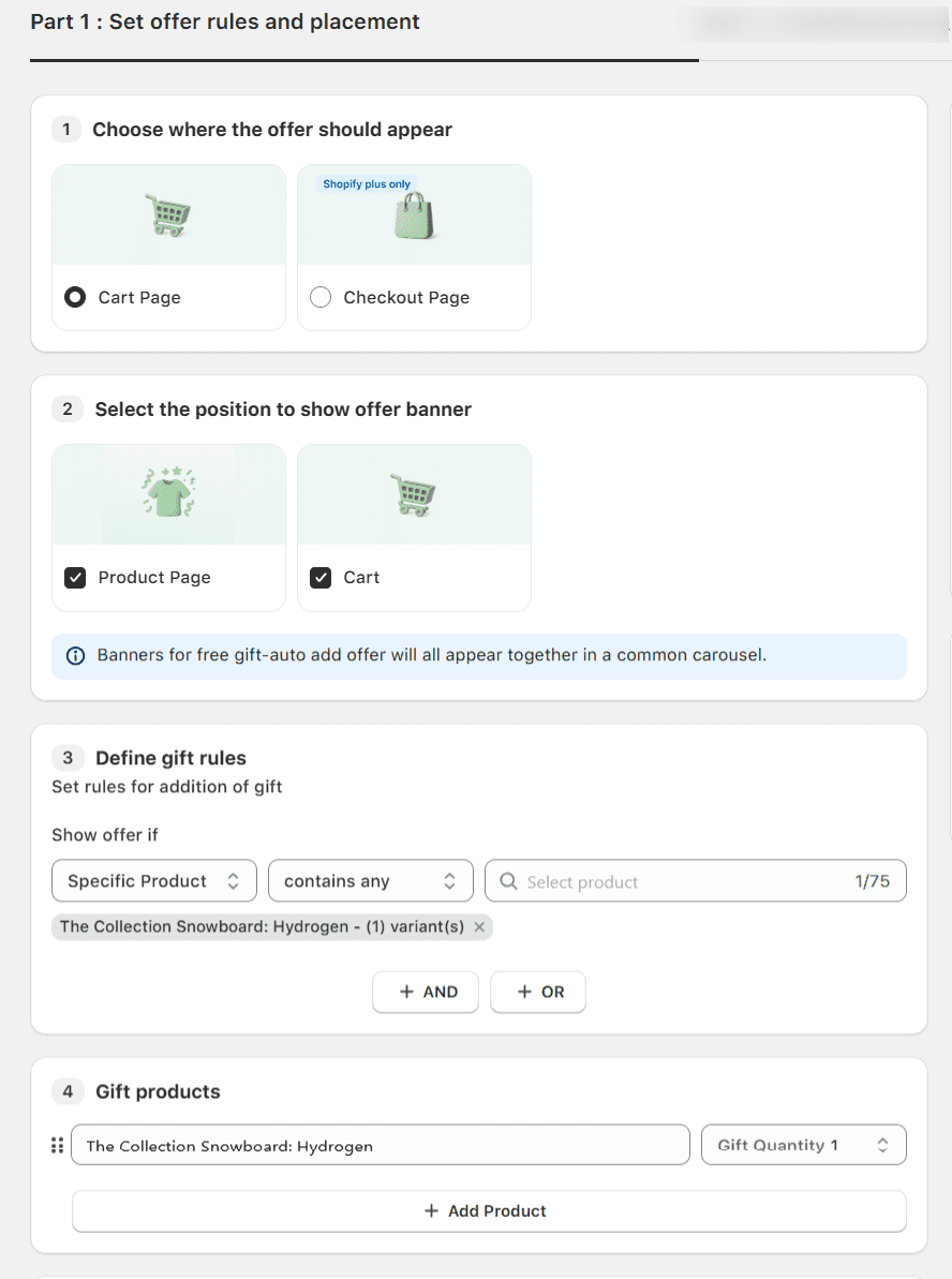 Creating a BOGO-Auto Add offer using Monk Free Gift in Shopify