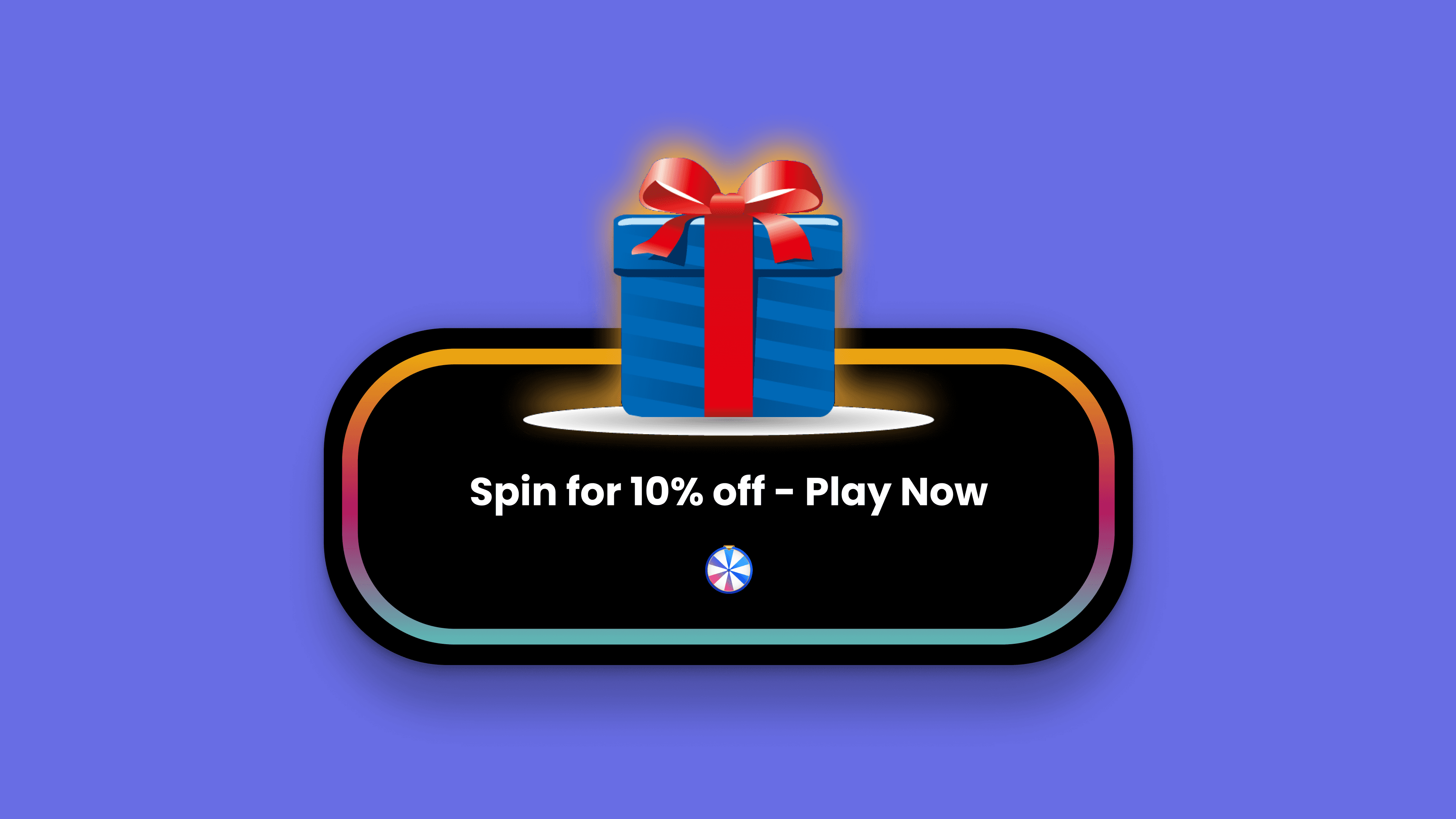 image of a overlay saying spin for 10% off - play now