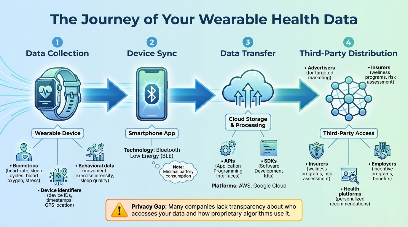How Wearable Health Data Flows from Device to Third Parties