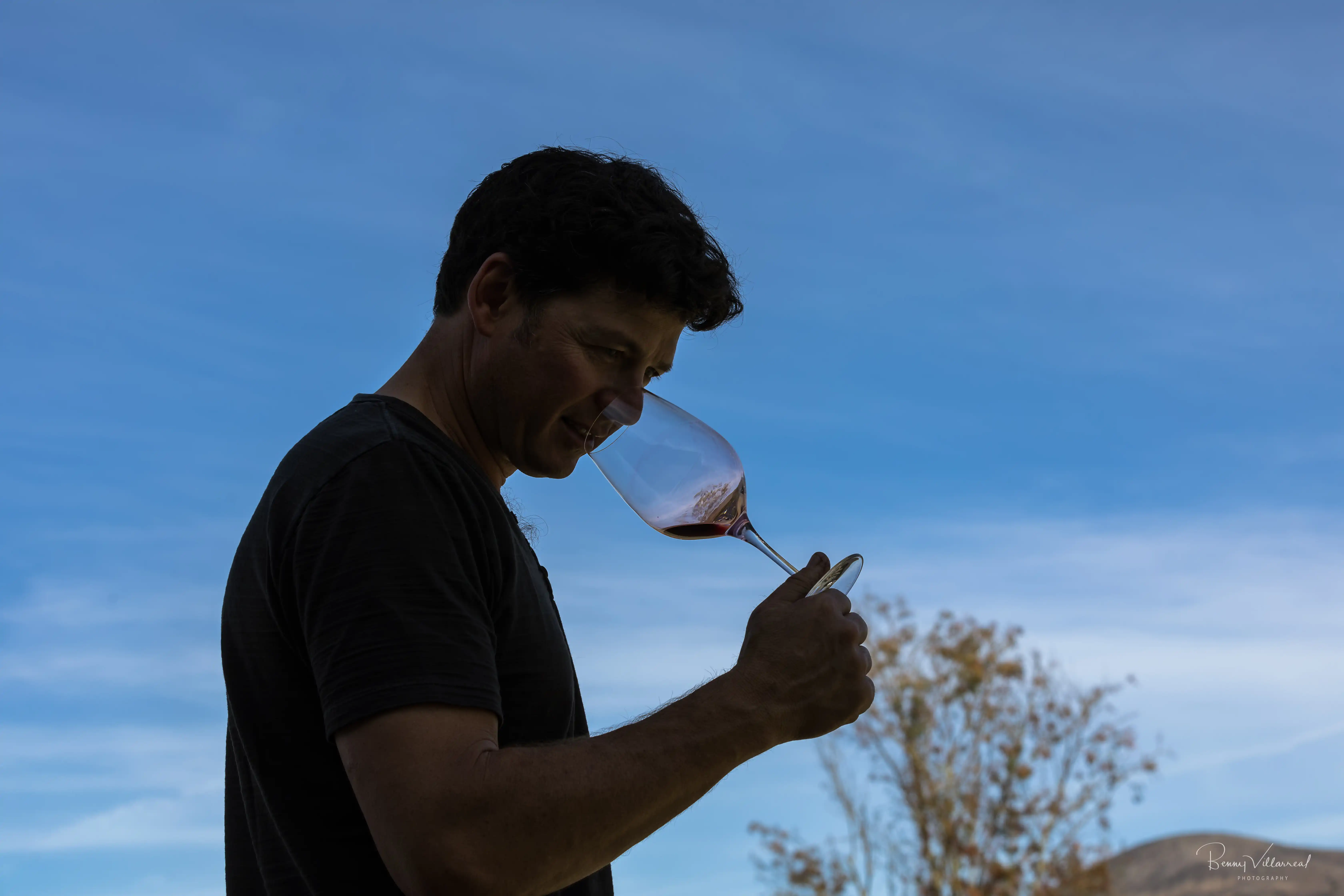 Rudy testing aromatics of a wine