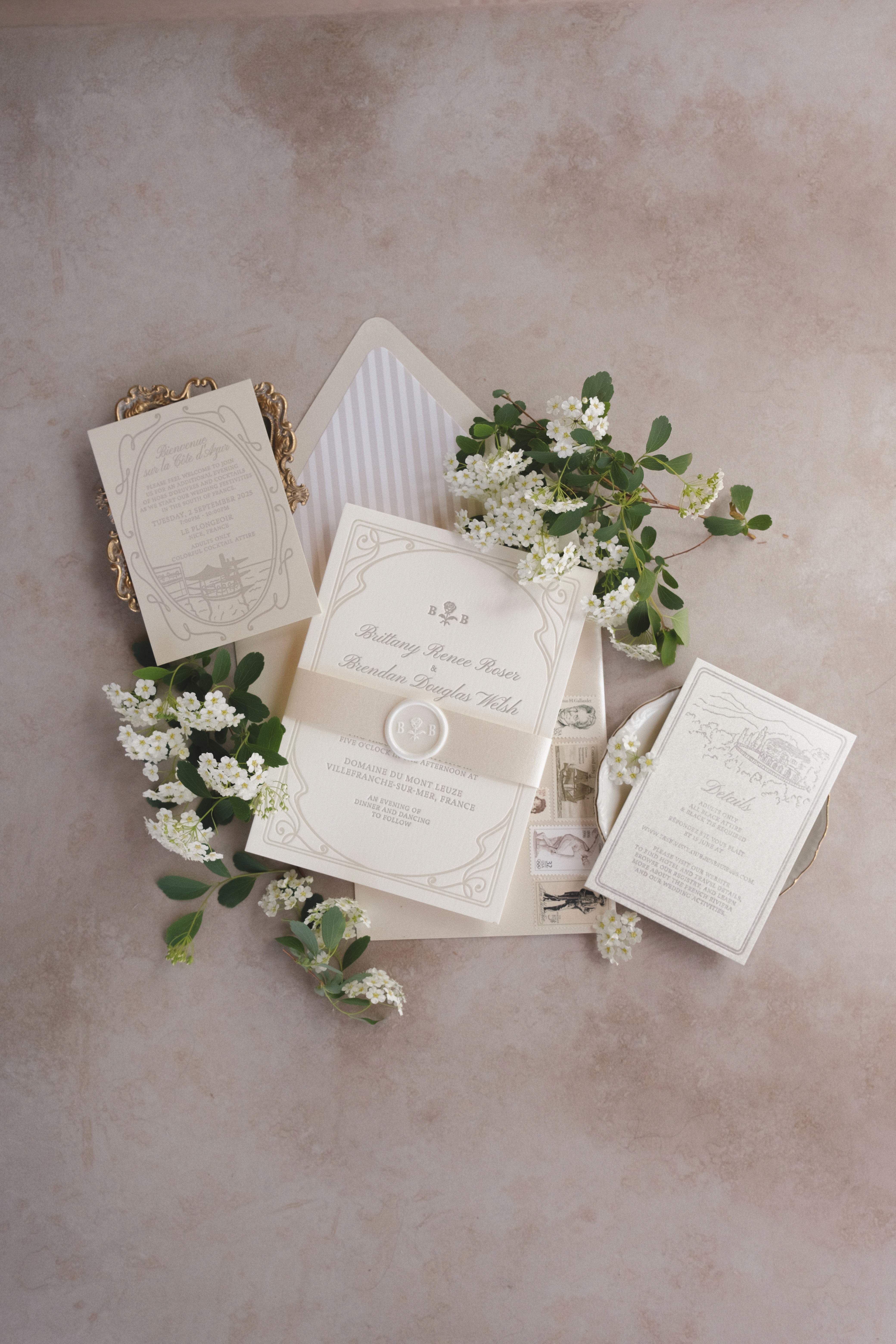 Moody, vintage, Dracula - inspired wedding invitations for a wedding in LA.