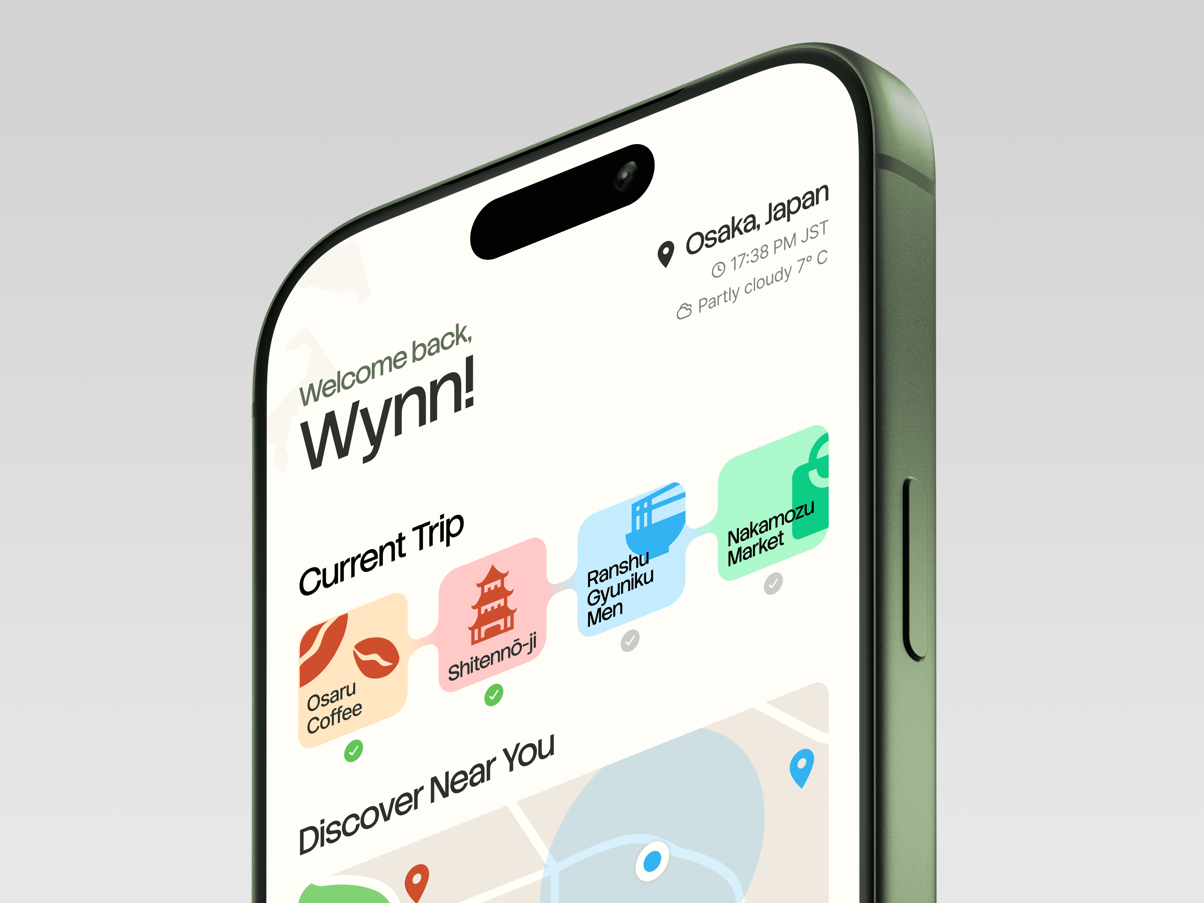 clean phone mockup wander UX UI product design