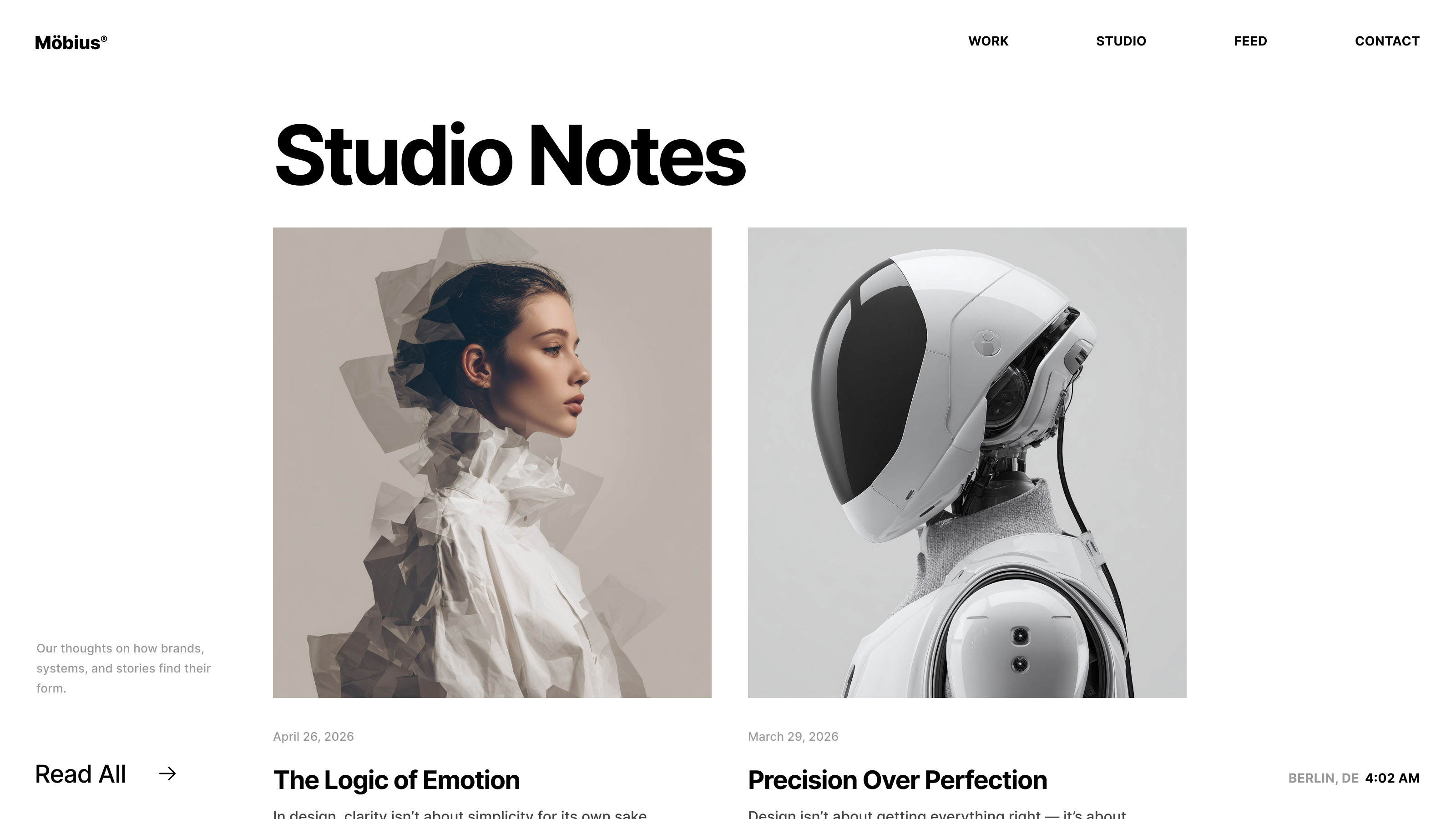 Möbius bold Framer template for designers and creatives