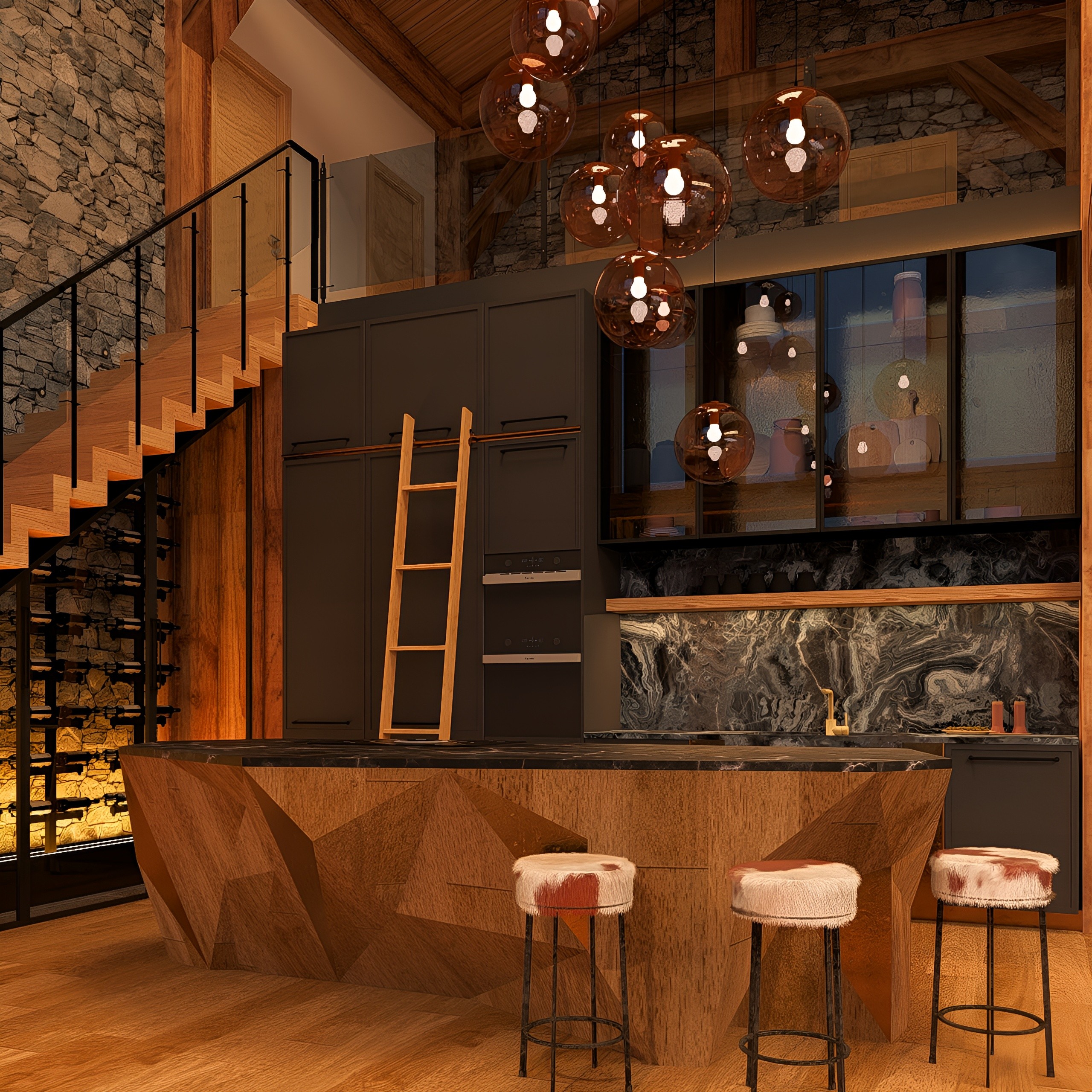 Architecture d’intérieur Signature N6, travail des volumes et des matières pour un projet d’exception.