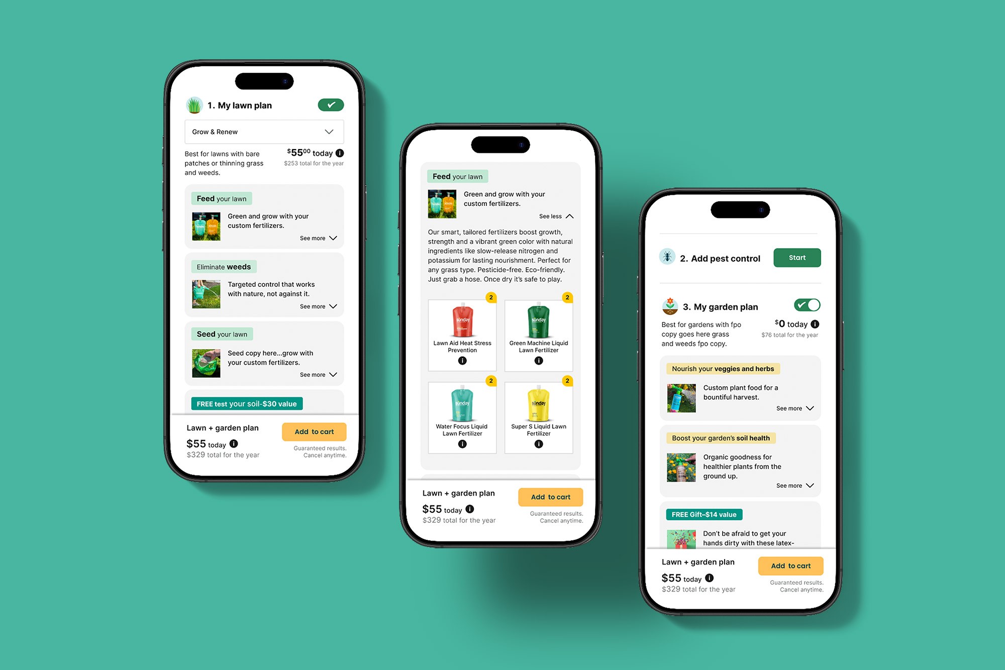 3 cell phones with plan selection page