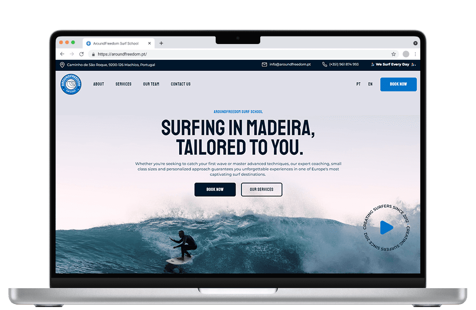 AroundFreedom Web Design Homepage mockup