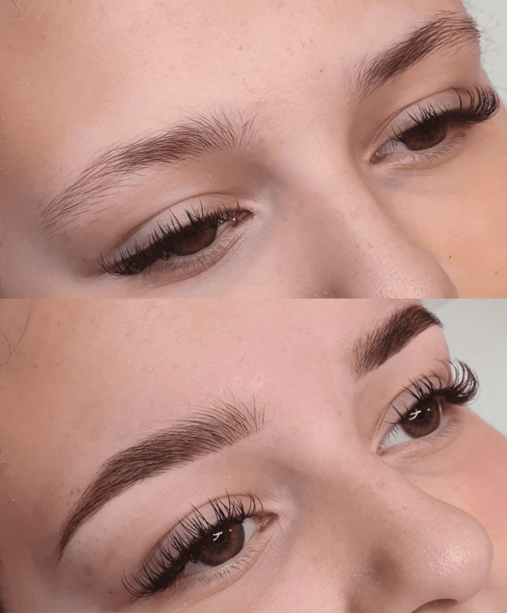 PMU powder brows results – natural-looking eyebrow transformation.