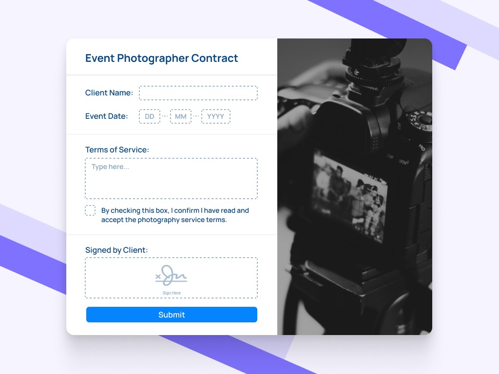 Event photographer contract template preview