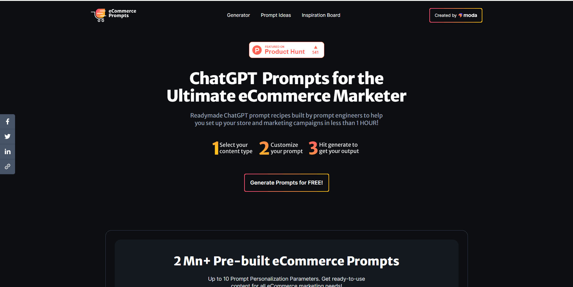 Ecommerce Prompts Home Page