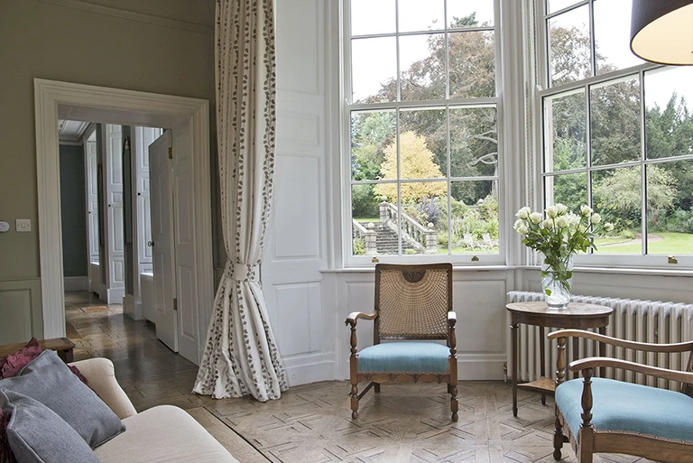 Hartingtons Heritage Tours hotel, Darley House, Sitting room and bay window
