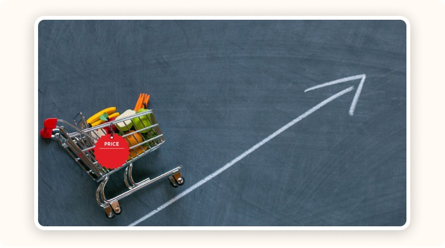 Mini shopping cart filled with vegetables