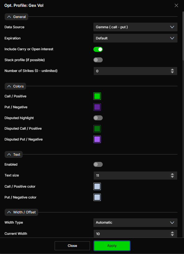 Option Profile - DeepGamma Web. General screenshot 5.