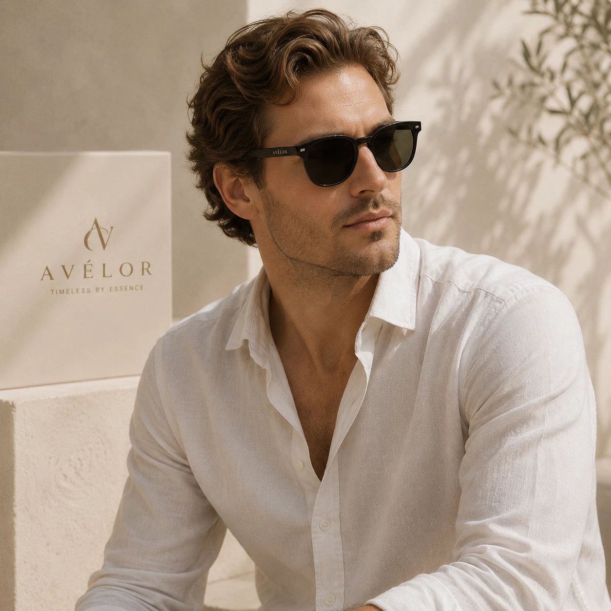 A Men Wearing Horizon Sunglasses in Smoke