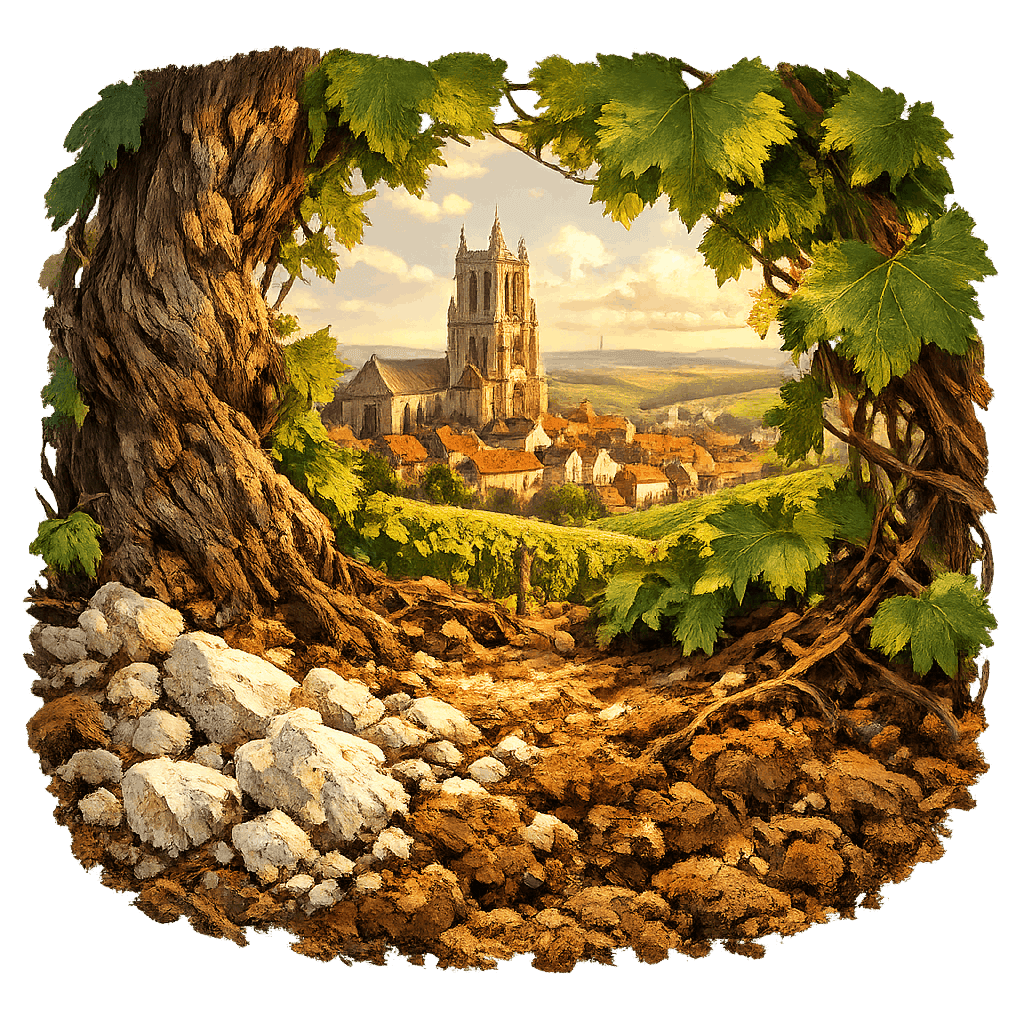 Detailed graphic of the Côte de Sézanne wine region.