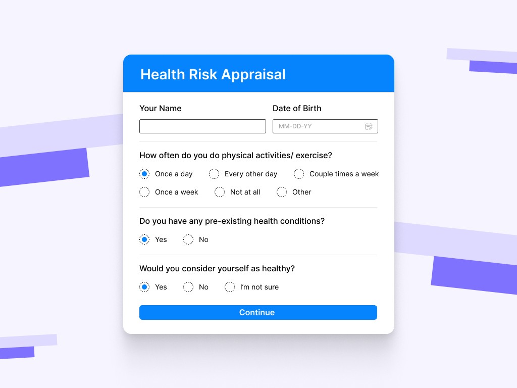 Health risk appraisal questionnaire template preview
