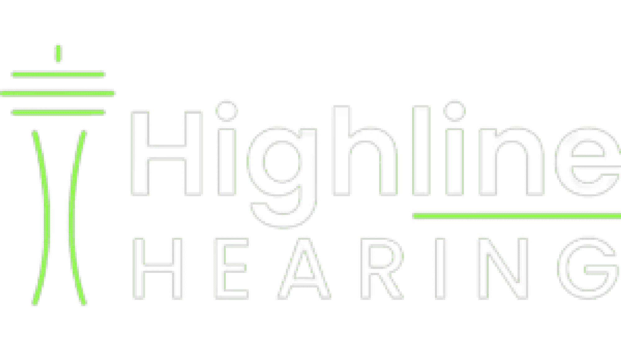 Logo for Highline Hearing, featuring stylized text and an icon representing sound or hearing.