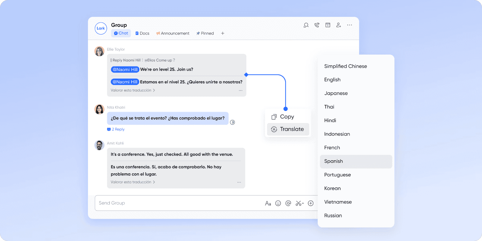 Lark’s integrated communication