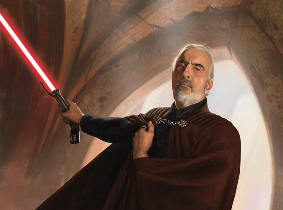 Count Dooku with his crimson lightsaber