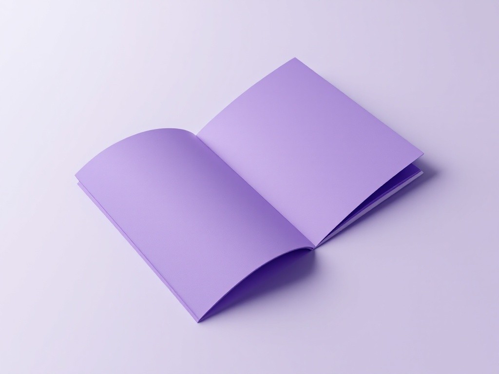 Purple book open on purple background