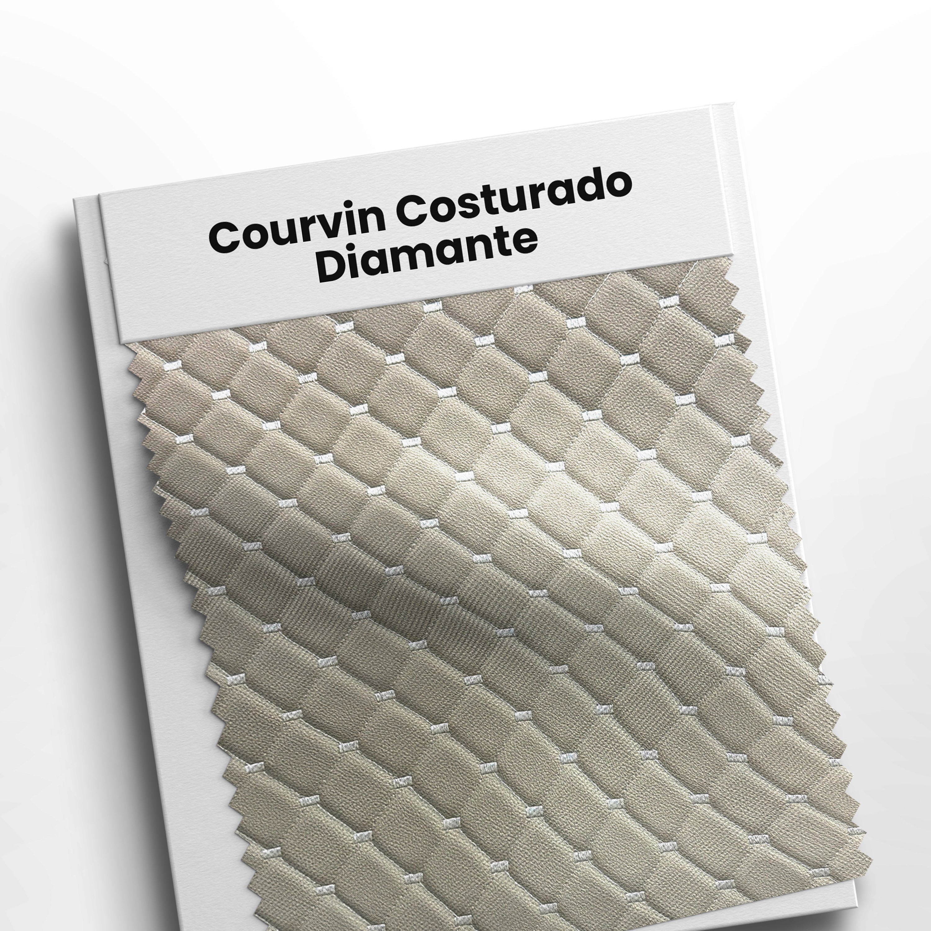 mostruário com tecido courvin costurado diamante natural