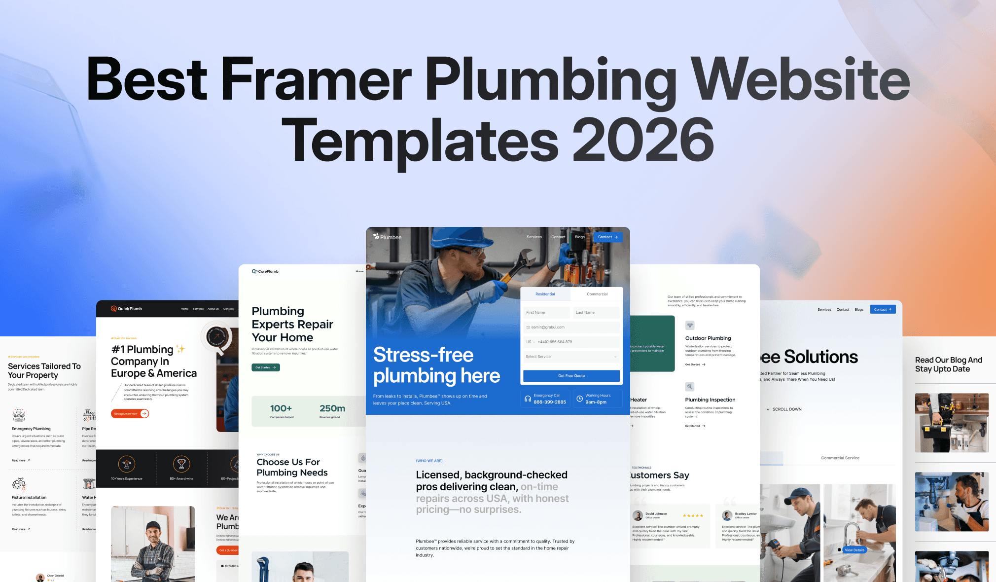 5 Best Framer Plumbing Website Templates 2026