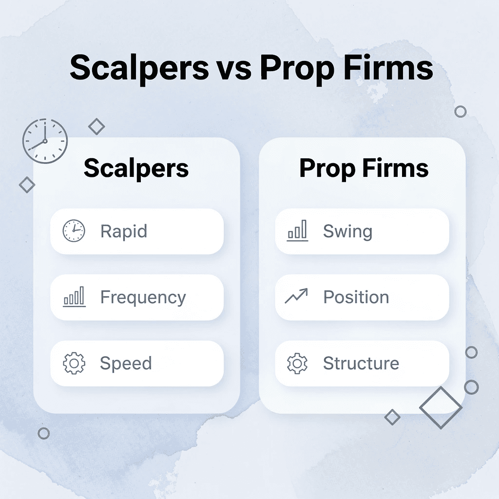 Comparison chart showing differences between scalpers and prop firms