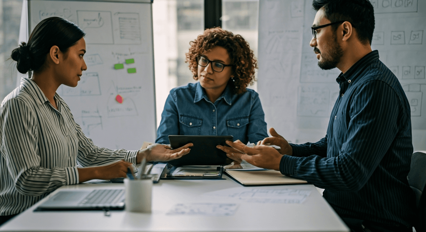 Team discussing technology adaptation