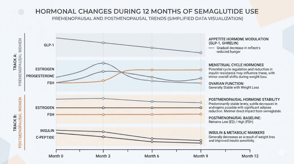 Semaglutide hormonal changes timeline for premenopausal and postmenopausal women