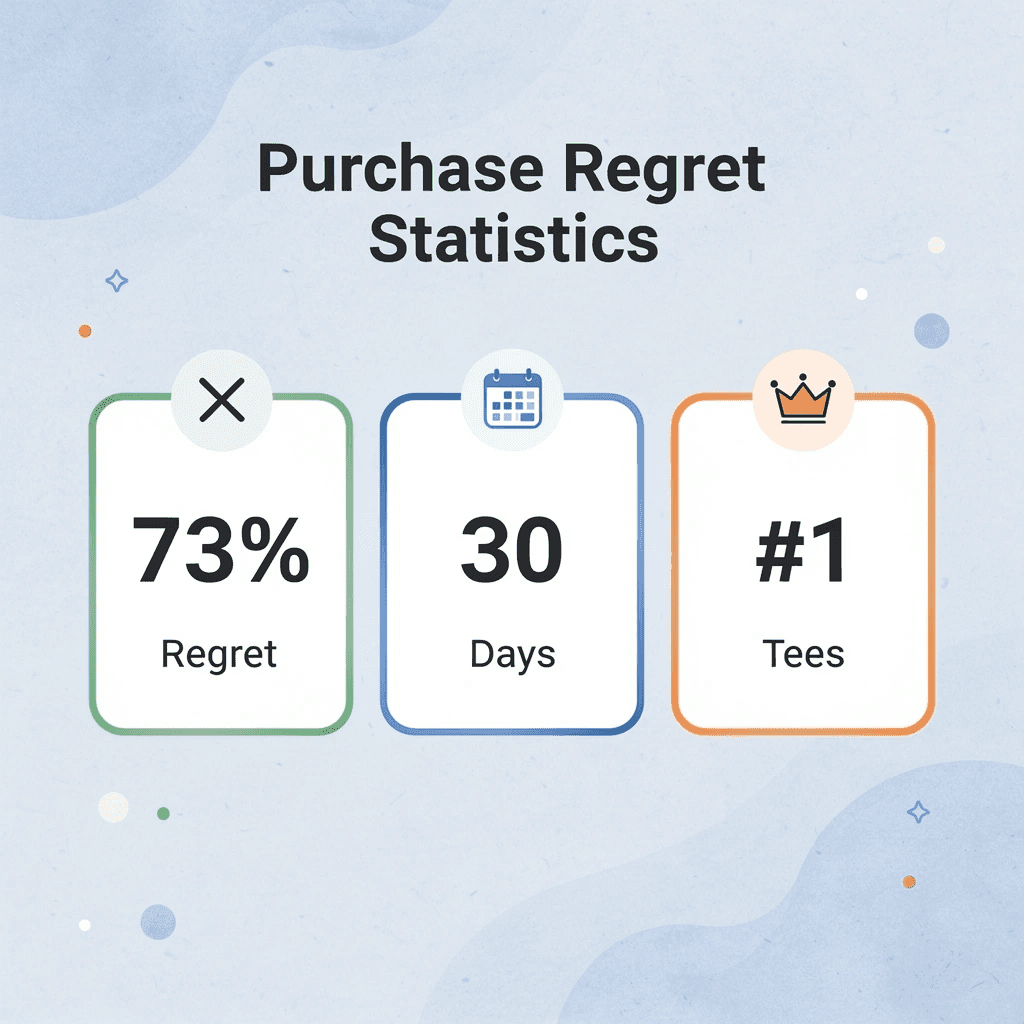Statistics showing 73% regret rate within 30 days for graphic tees -