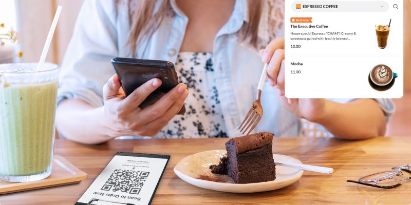 A Malaysian customer ordering more food through QR Order & Pay