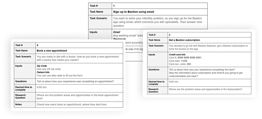 Bastion testing questions for participants