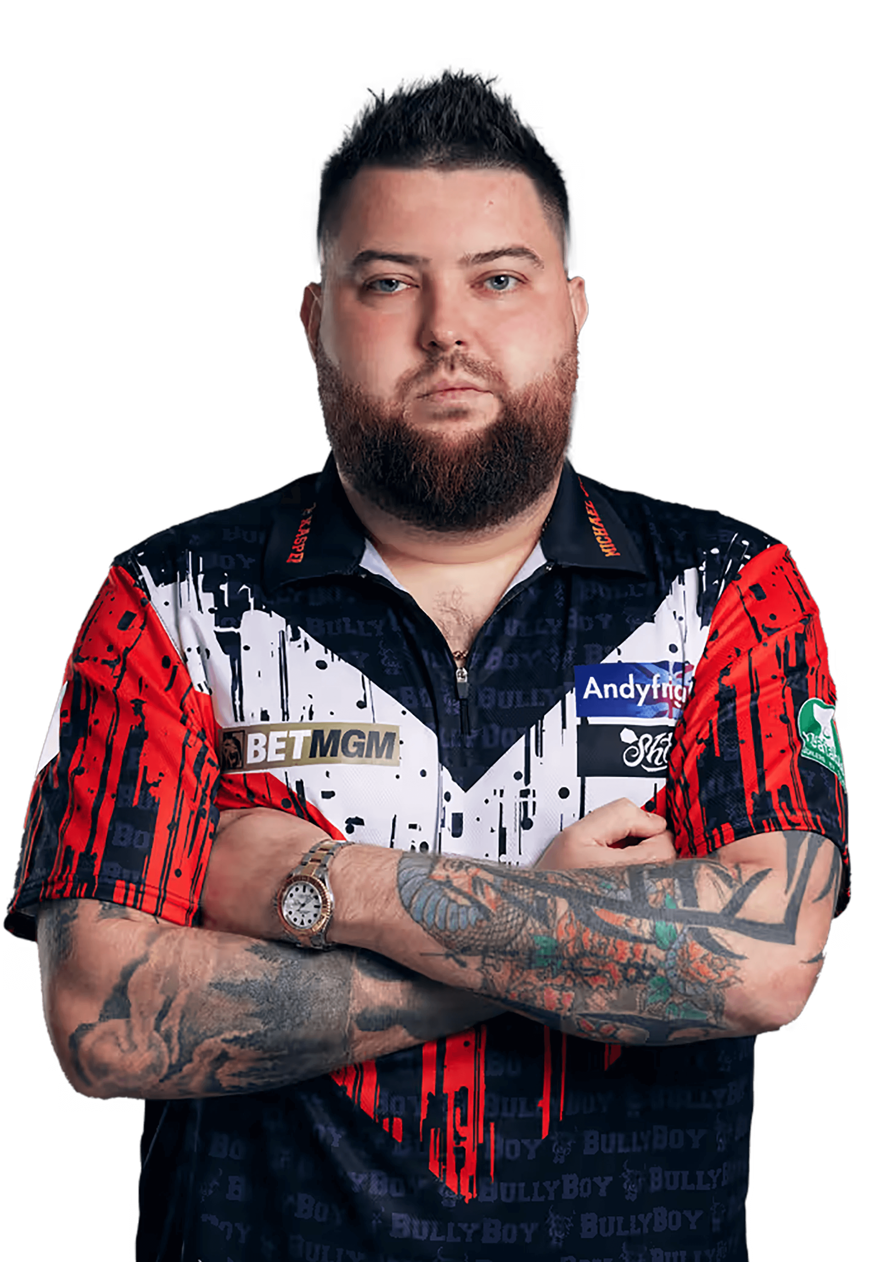 Player standing for camera.