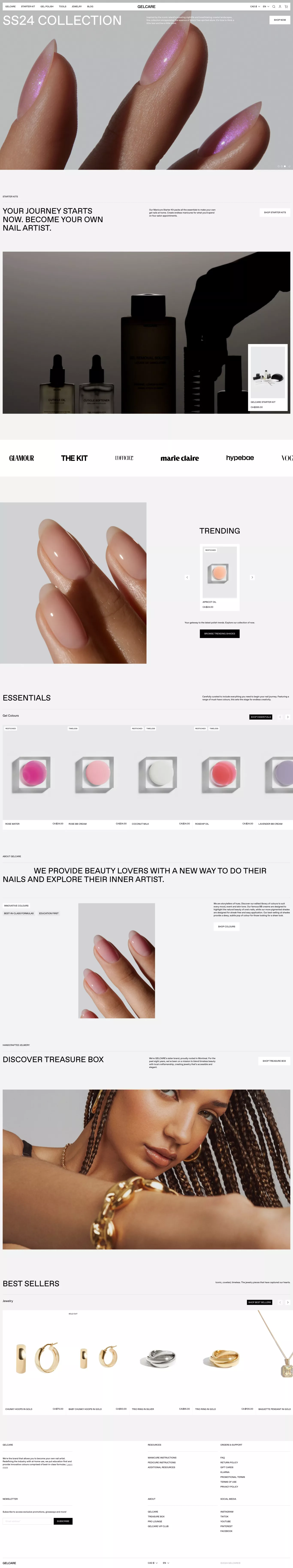 Gelcare ecommerce page screenshot showcasing Fashion and Beauty design