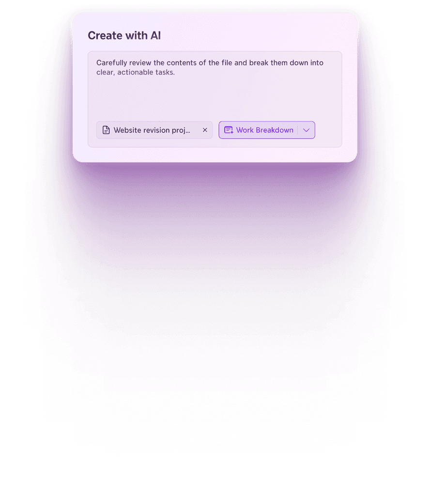 Create with AI in Xmind — turn project content into organized, actionable task breakdowns.
