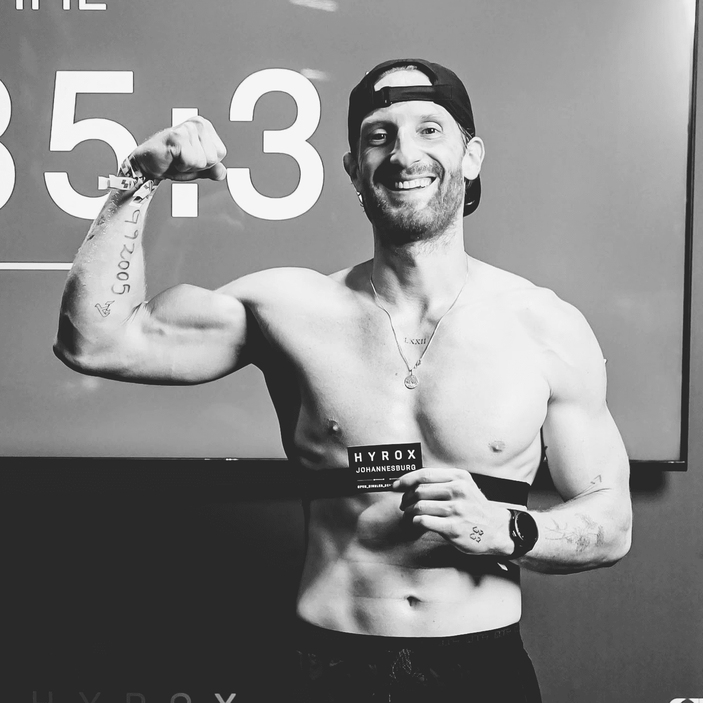 Athlete winning a race