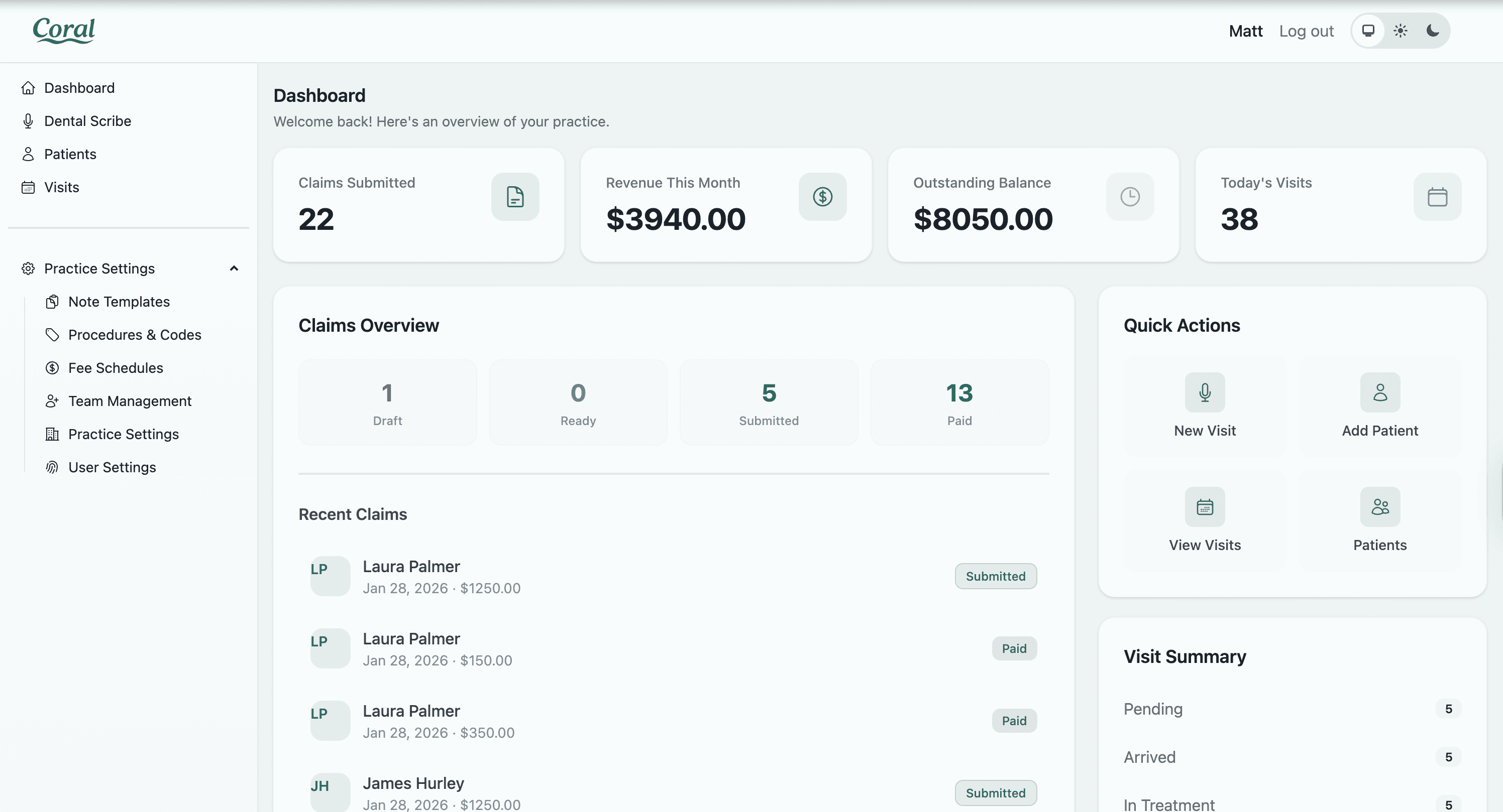 An image of Dreelio's dashboard