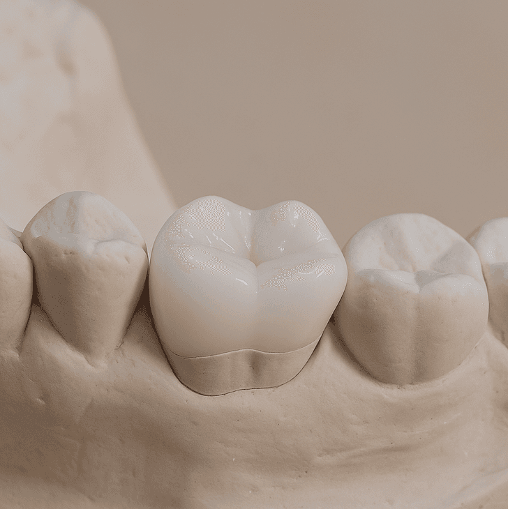 Pavienio danties implantacija – danties vainikėlis žandikaulio modelyje