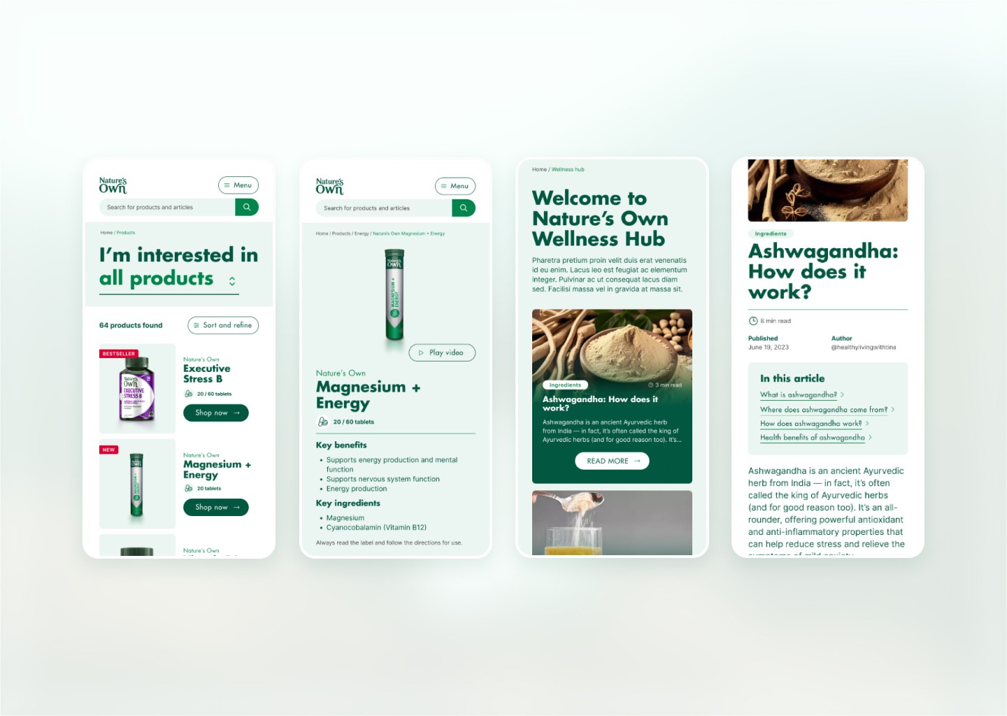 Nature's own webstie design