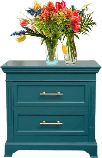 Interior decor element from GUFR House of Transformation — teal drawer with flowers
