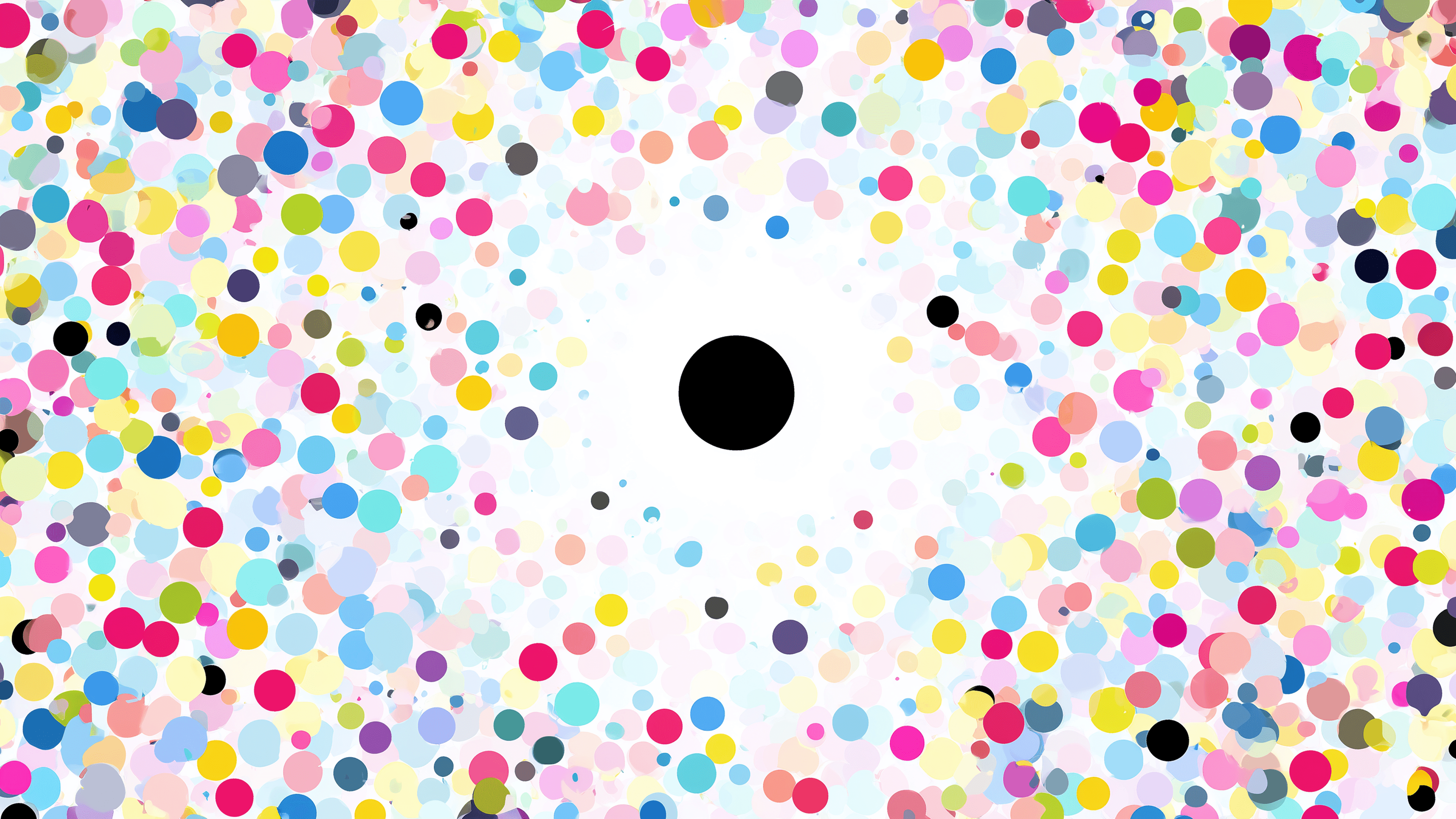 Black circle in field of colored circles