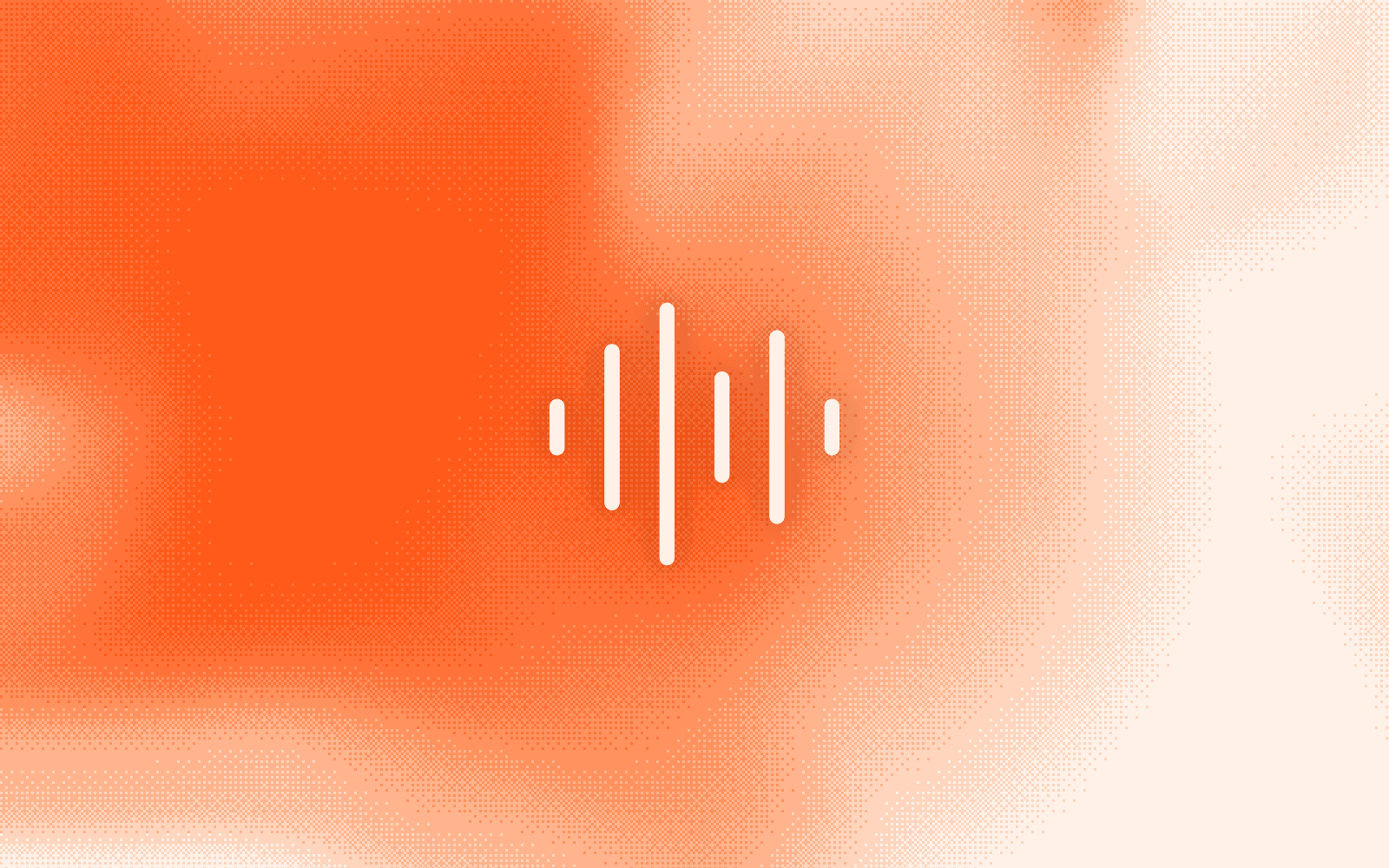 A white sound-wave icon on an orange dithered field