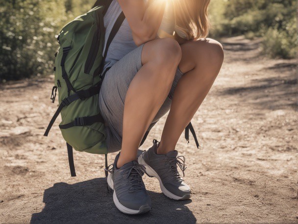 woman rucking with sneakers