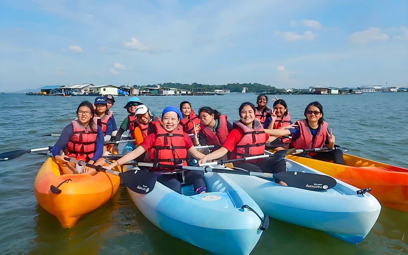 People kayaking around Ketam Island on a kayaking adventure from Pulau Ubin to Ketam Island.