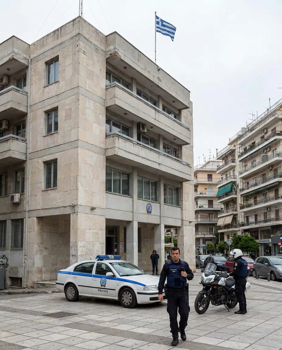 Exterior of a Greek police building in Thessaloniki