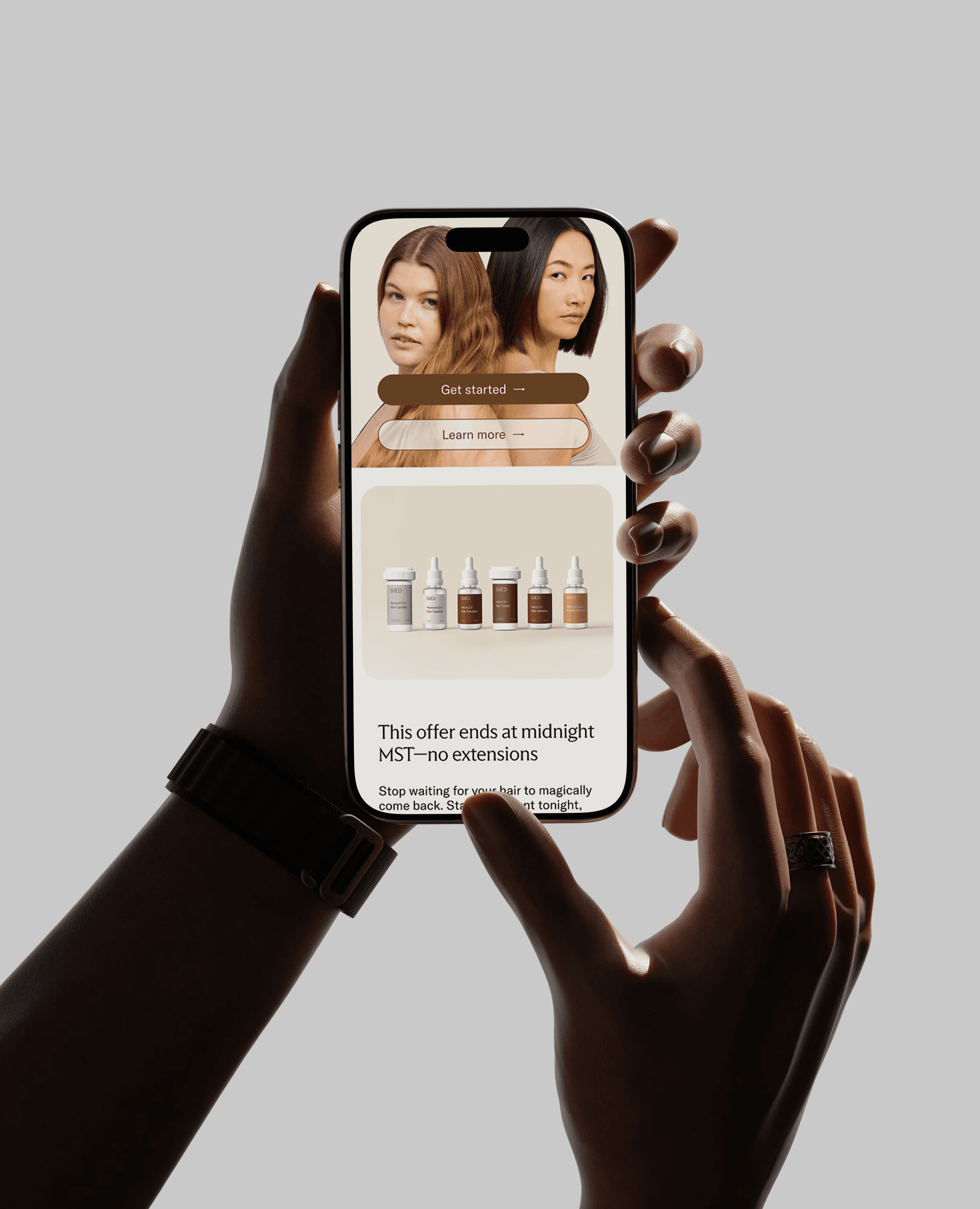 Email mockup of hair products